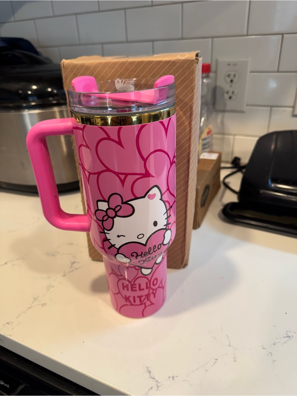 Stanley Pink Hello Kitty Travel Mug with Gold Accent - Picture 2 of 3